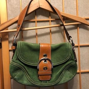 Coach green suede bag